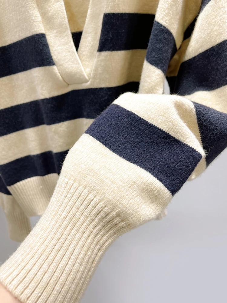 Пуловер свитер женский свободный осенне-зимний рукав короткая поло с длинными