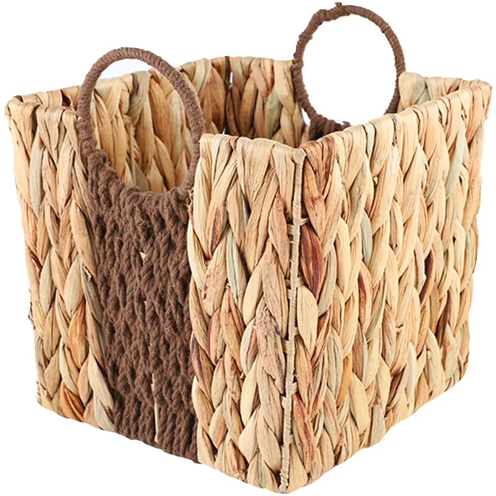 

Basket Storage Rattan Woven Can Trash Seagrass Decorative Baskets Bins Bread Garbagewickerbox Container Straw Desktop Water Toy