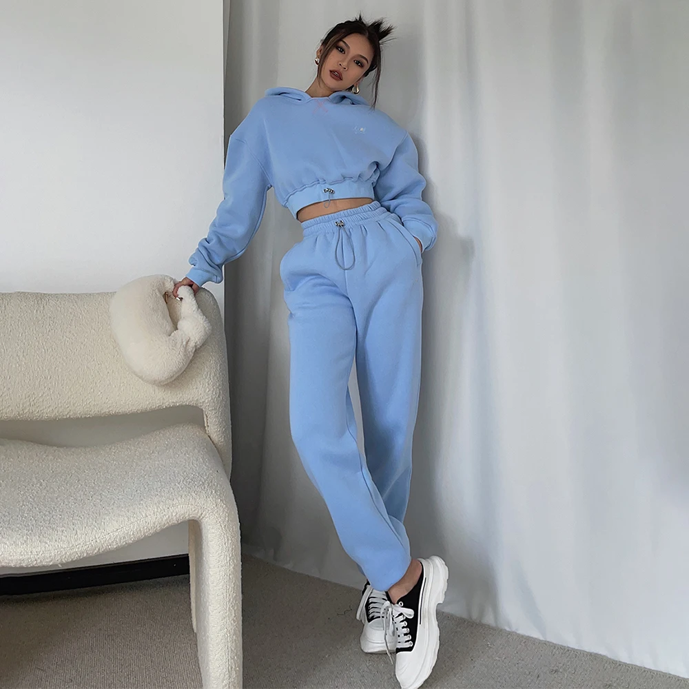 

Women Hoodies Two Piece Sets 2022 New Spring Casual High Waist Short Long Sleeve Sweatshirts Female Sports Suits Tracksuits