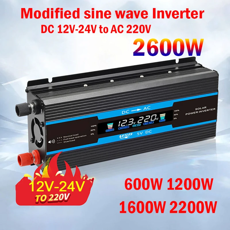 Автомобильный инвертор, модифицированный синусоидальный сигнал 600 Вт/1200 Вт/2200 Вт/2600 Вт, солнечный инвертор, 10000 в, трансформатор, конвертер, европейская розетка Автомобильный инвертор, модифицированный синусоидальный сигнал 600 Вт/1200 Вт/2200 Вт/2600 Вт, солнечный инвертор, 10000 в, трансформатор, конвертер, европейская розетка