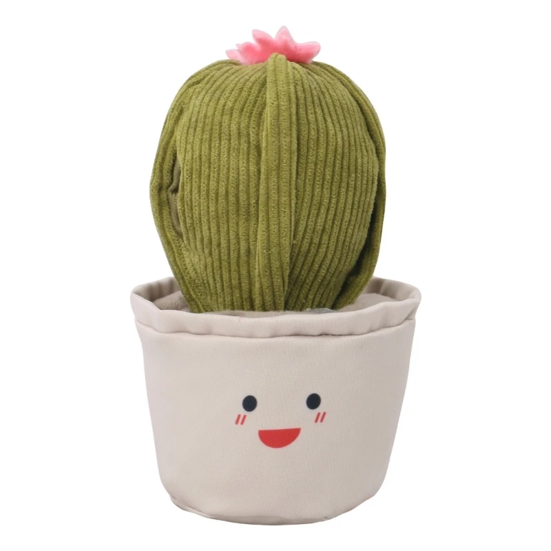 Dog Snuffle Toy Cute Cactus Shape Treat Dispensing Toy Chew-Resistant Toy Sniffing Stuffed Animals Crinkly Squeak Toy