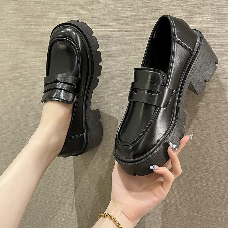 

Summer Shoes Ladies British Style Slip-on Female Footwear Round Toe Oxfords Women's Clogs Platform Shallow Mouth Casual Sneaker