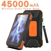 50000mah solar power bank wireless powerbank two way fast charge external battery flashlight 3usb for iphone xiaomi huawei qc3 0