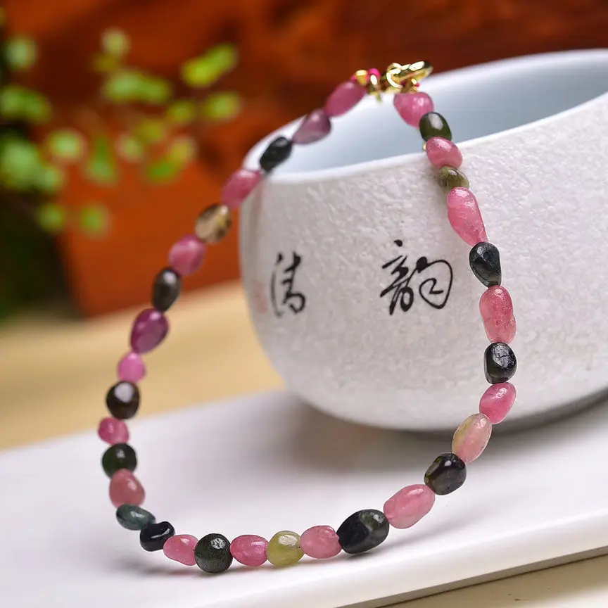 Турмалиновый браслет для женщин Бразильская древняя руда натуральный цвет