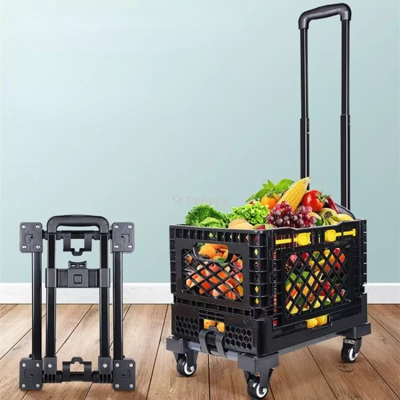 

Household Trolley with Storage Box Trolley To Buy Food Express Multifunctional Trailer Luggage Foldable Portable Camping Truck