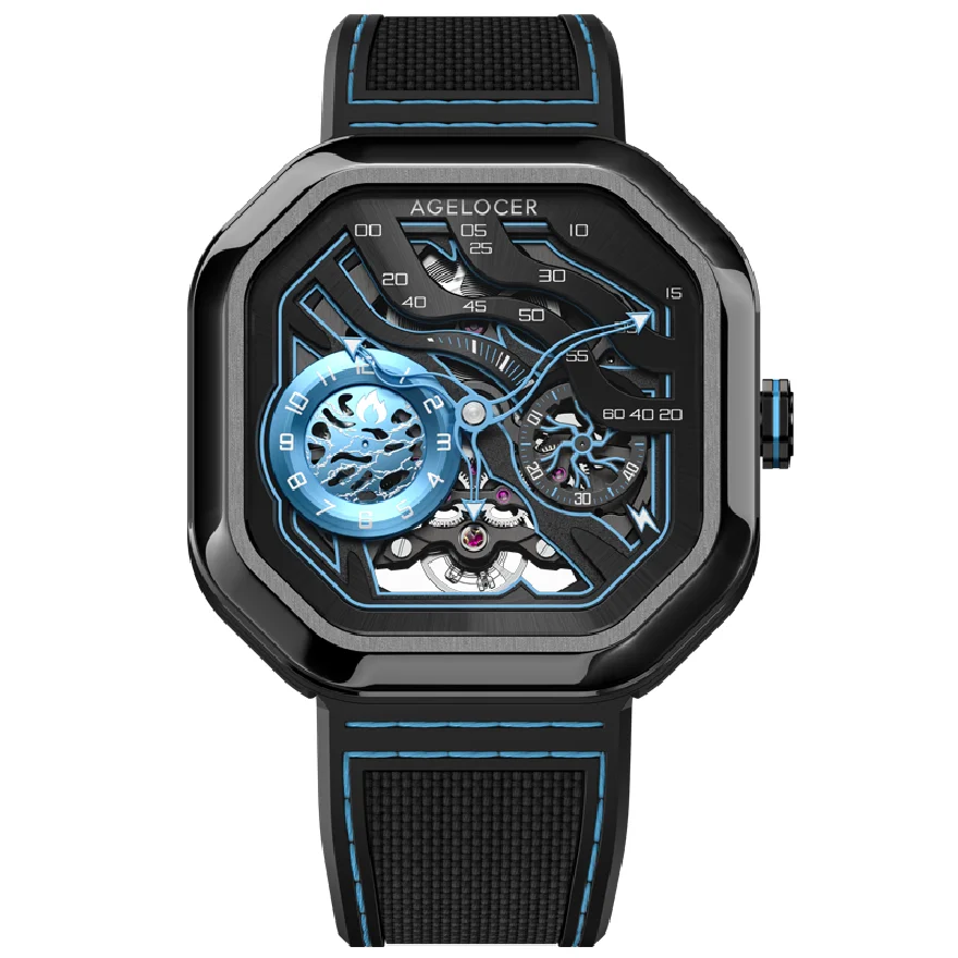

AGELOCER New Men's Automatic Watch 5ATM Water Resistant Blue Luminous Automatic Sports Men's Mechanical Wristwatch Reloj Hombre