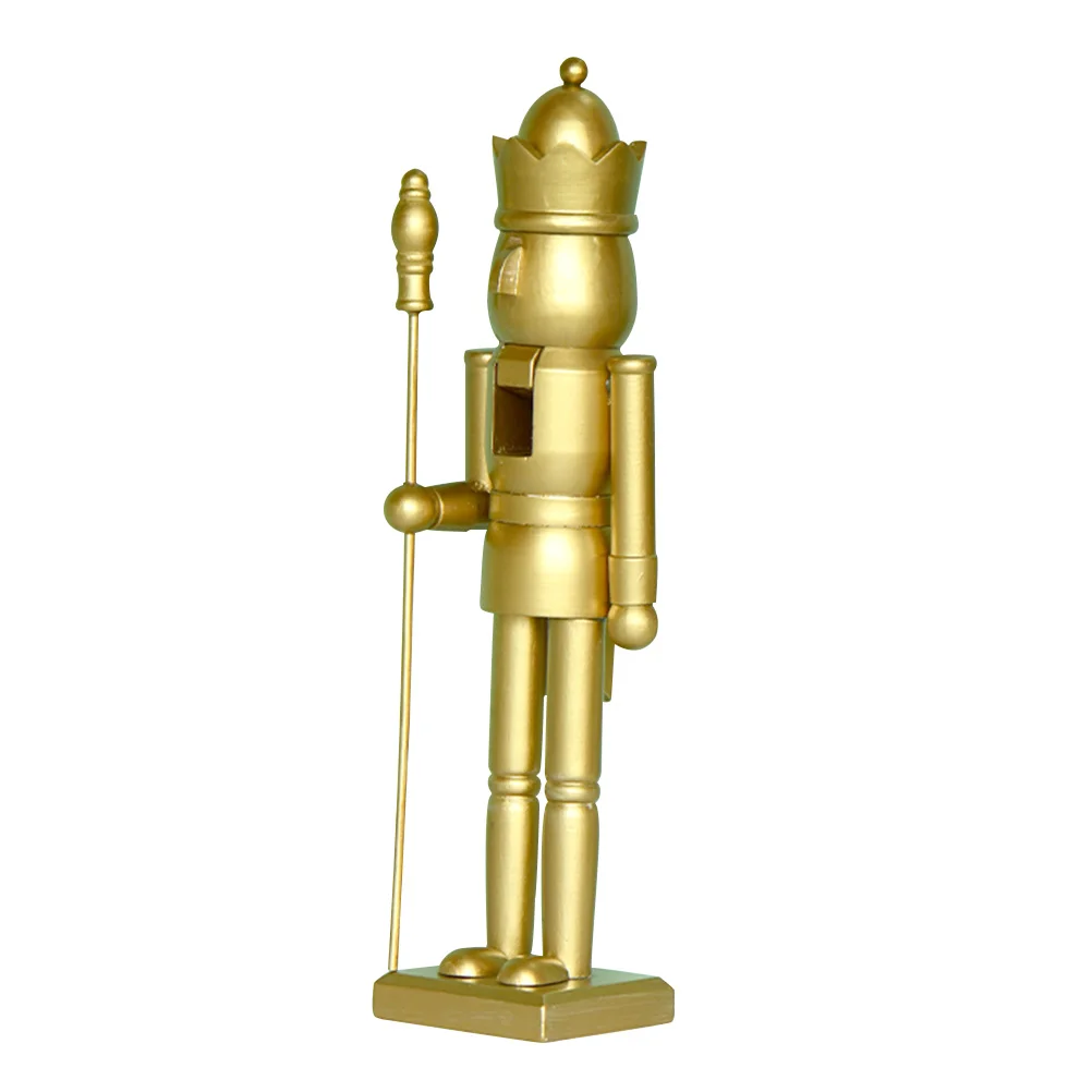 

King Nutcracker Christmas Ornaments Figure European Style 38cm Adornment Xmas Desktop Wood Decor