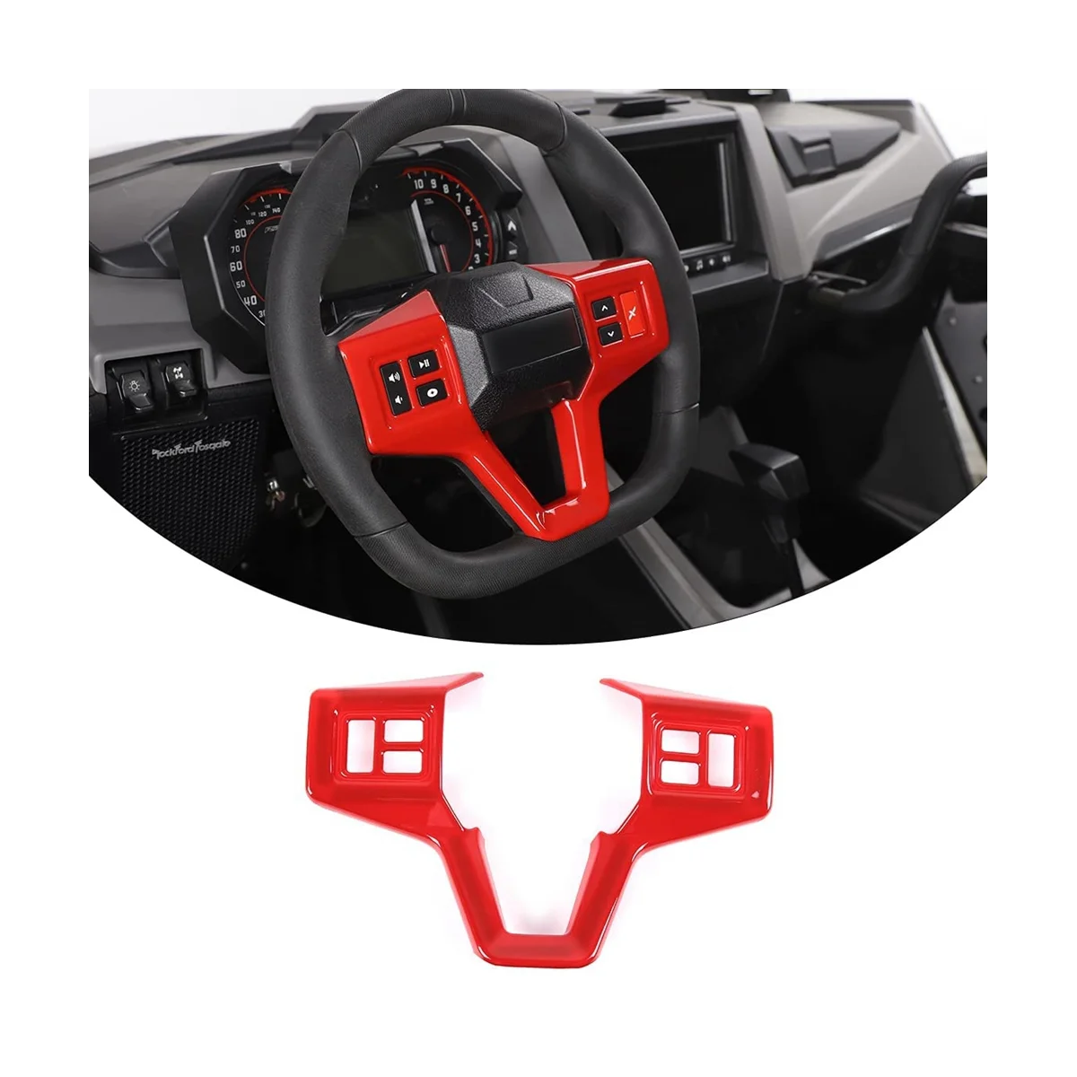 

Steering Wheel Cover Molding Trims Cover for Polaris RZR PRO XP Ultimate 2021 2022 Interior Accessories ,Red