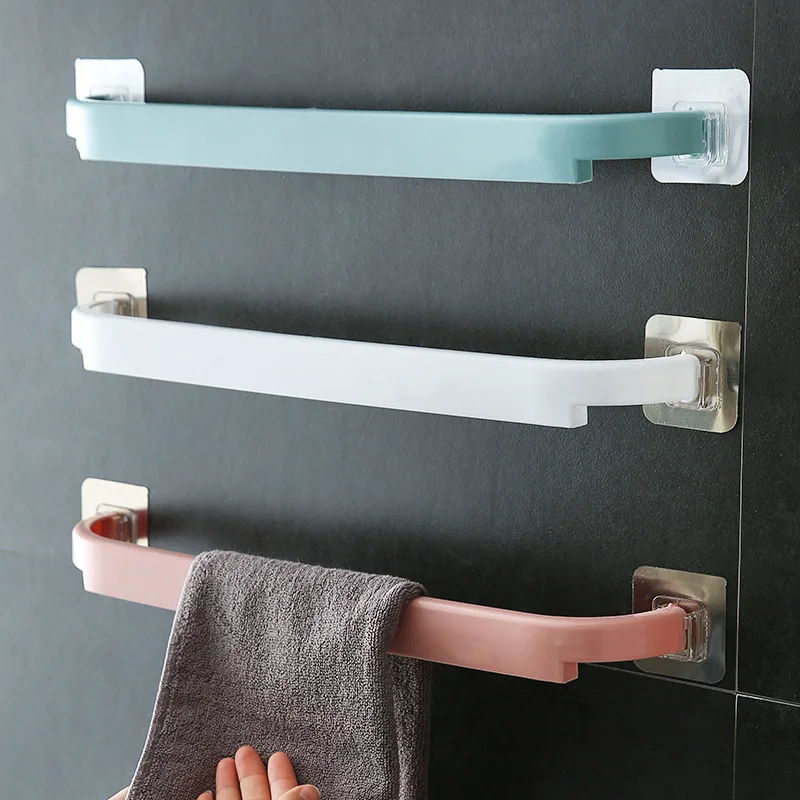 

Adhesive Towel Rack Bathroom Towel Bar Shelf Wall Mounted Towels Hanger Toilet Suction Cup Holder Kitchen Bathroom Organizer