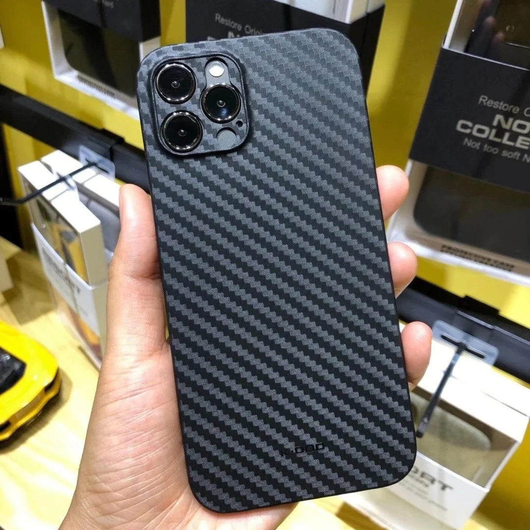 

K-Doo Carbon Fiber Pattern Ultra Slim PC Case for iPhone 13 12 mini 12 Pro Max 13 Pro Max 11 Pro Max Lens Protection Phone Cover