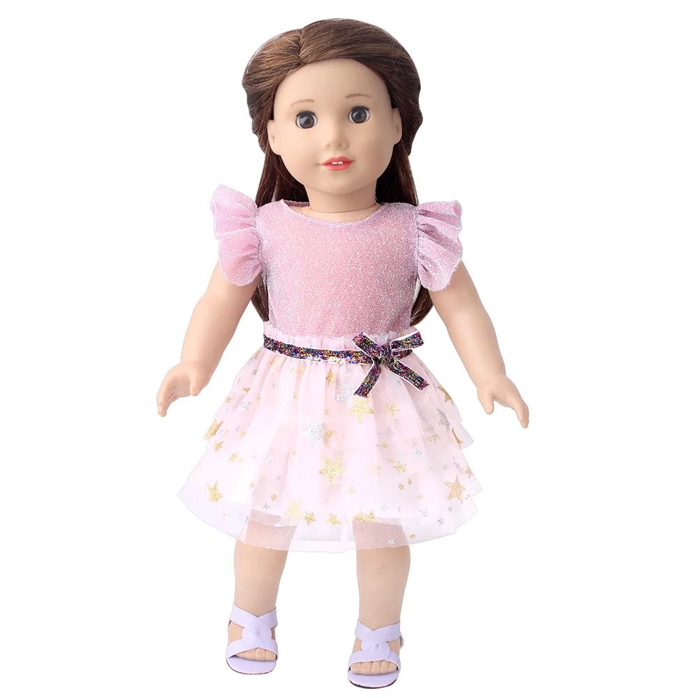 

43Cm Reborn Doll Pink Lace Dress Skirt Doll Clothes Shoes Fit 18 Inch American Doll Girls OG Girl Doll Russia DIY Gift's Toy