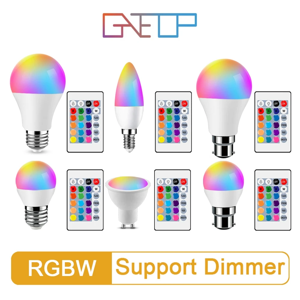 2 шт., RGB-лампа E27 E14 GU10 AC120V 230V 6 Вт 10 Вт