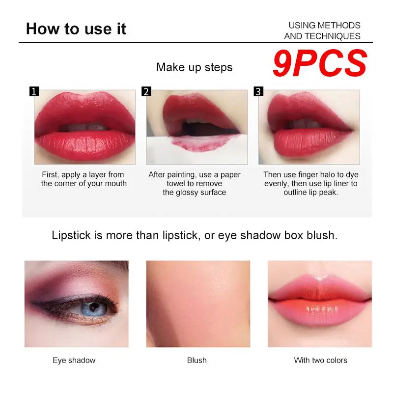 

9 шт. помада водостойкий стойкий блеск для губ Макияж для губ женская косметика 2022 Матовая жидкая Женская Подарочная Косметика Красота Макияж