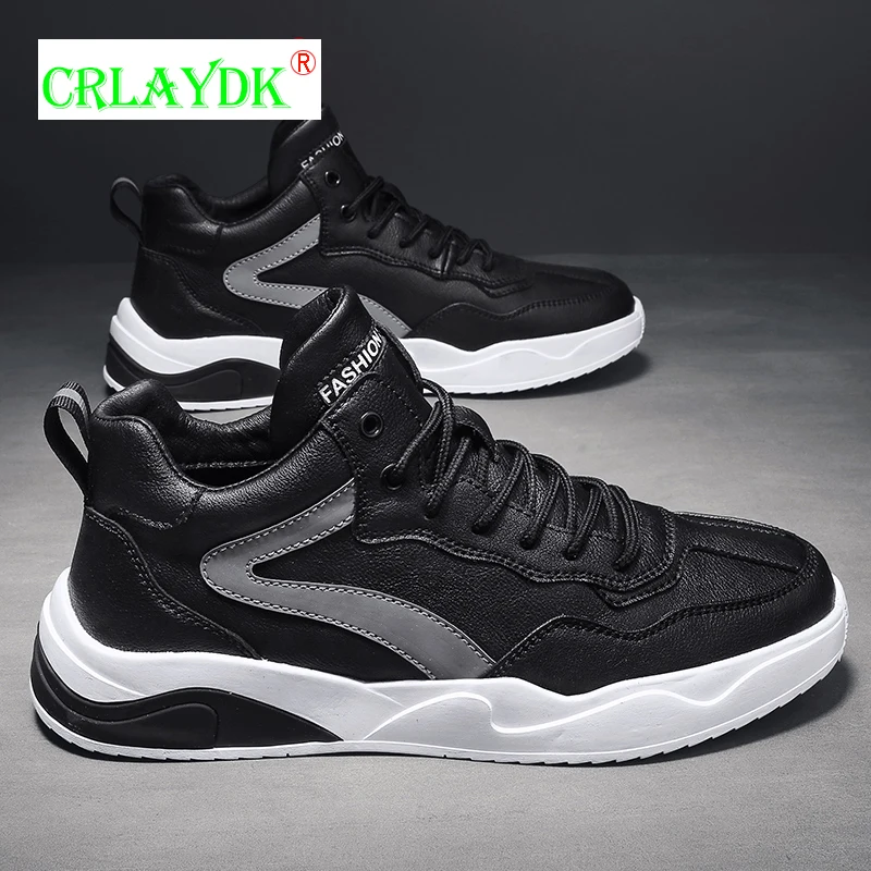 

CRLAYDK Mid Top Casual Men's Shoes Skateboarding Leather Fashion Sneakers Sports Running Tennis for Students Zapatillas Hombre