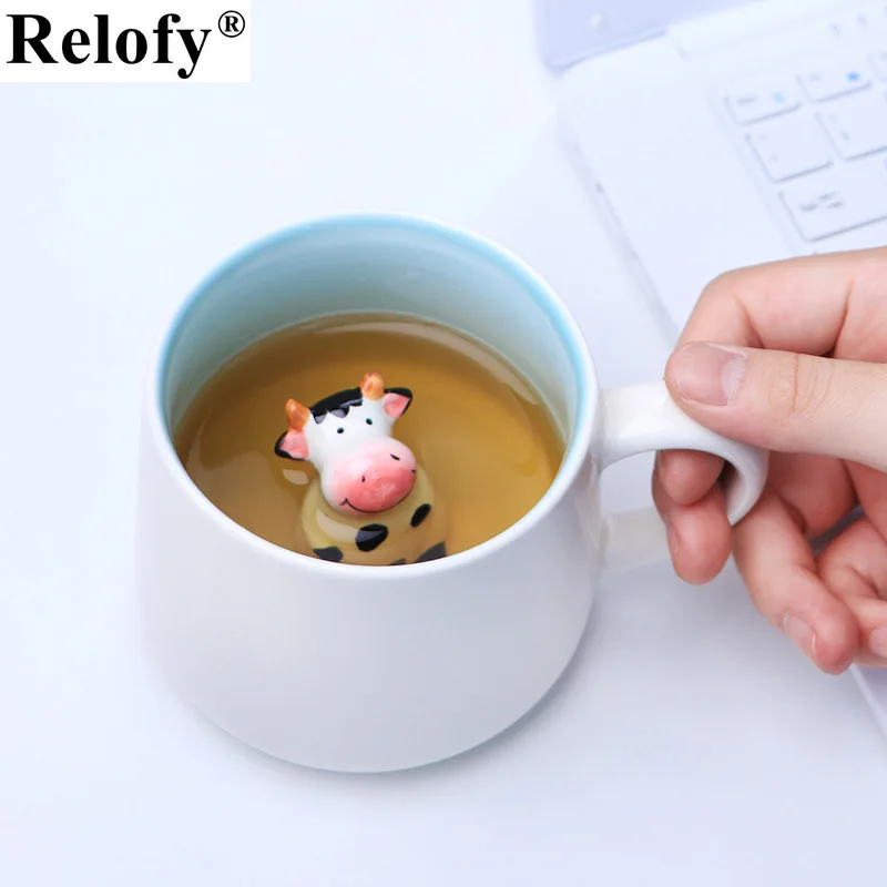 

400ml Creative 3D Animal Ceramic Coffee Mug Creative Lover Coffee Oat Cup Family Breakfast Milk Juice Tea Cup Drink Utensil