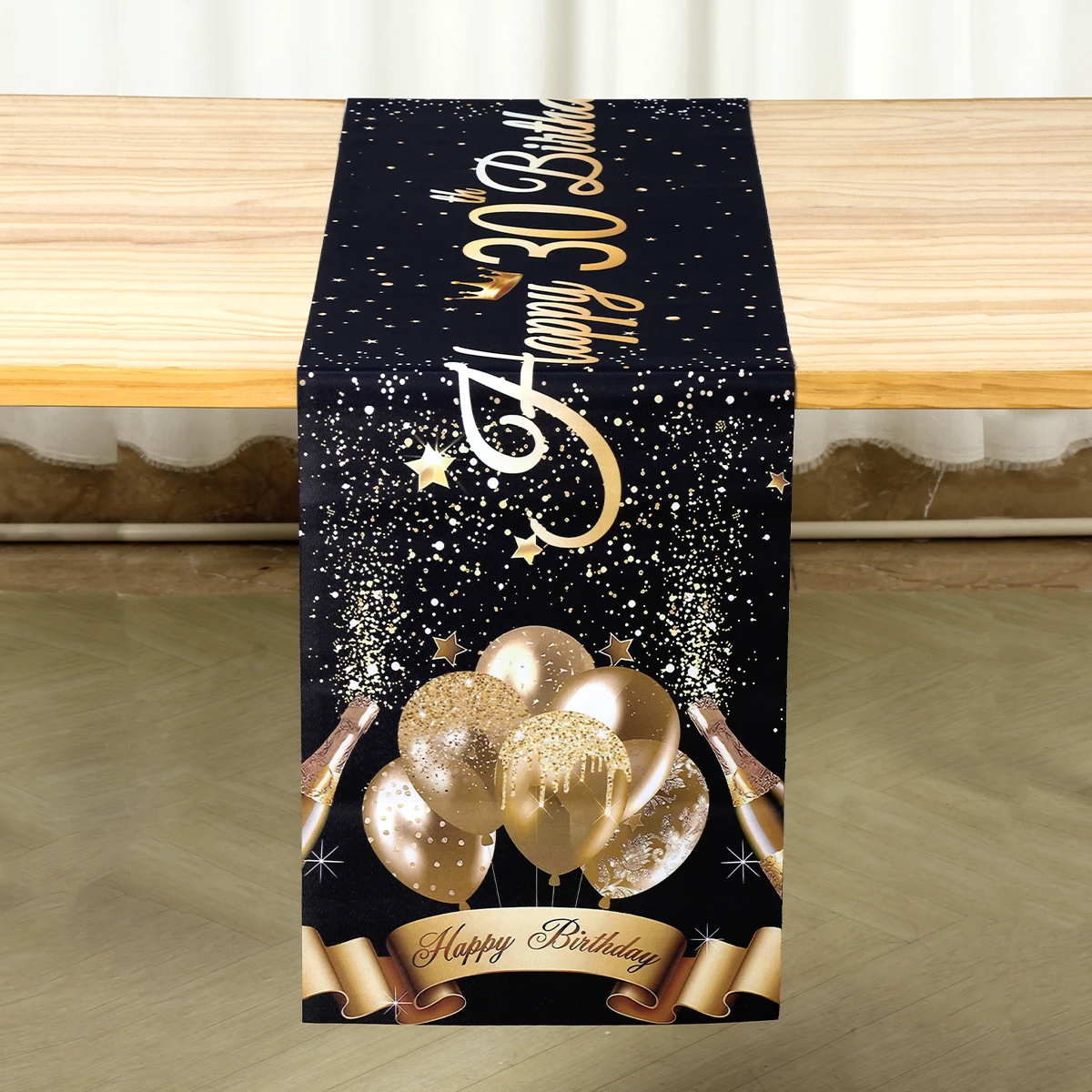 Настольная дорожка золотистая/черная украшение на день рождения 18/30/40/50 лет