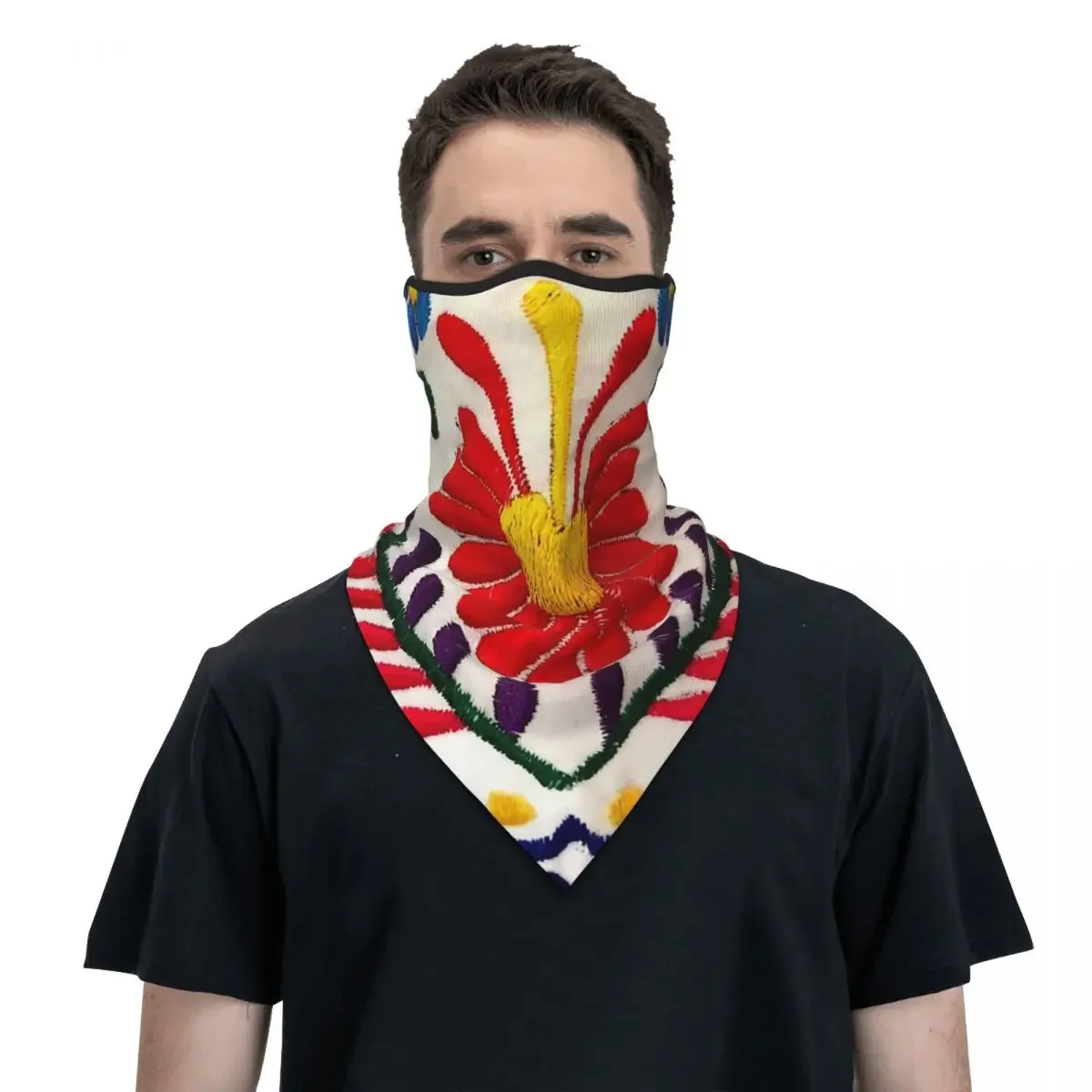 

Mexican Flowers Bandana Neck Gaiter for Hiking Camping Men Women Face Mask Wrap Scarf