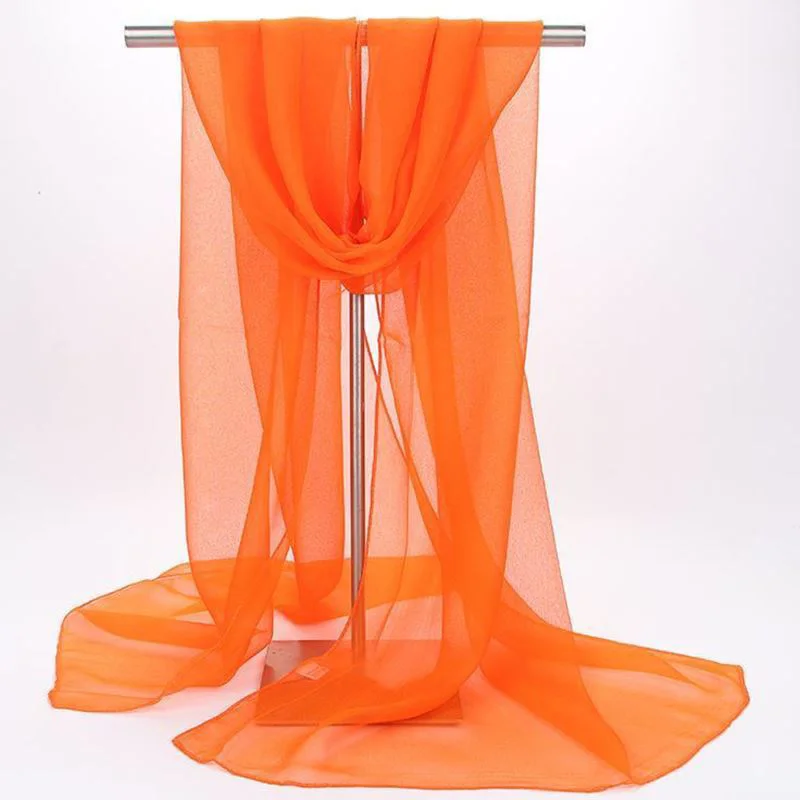 

Korean Summer Women Chiffon Long Fashion Scarf Beach Vacation Sun Protection Turban Thin Neckband Transparent Women's Shawl A89