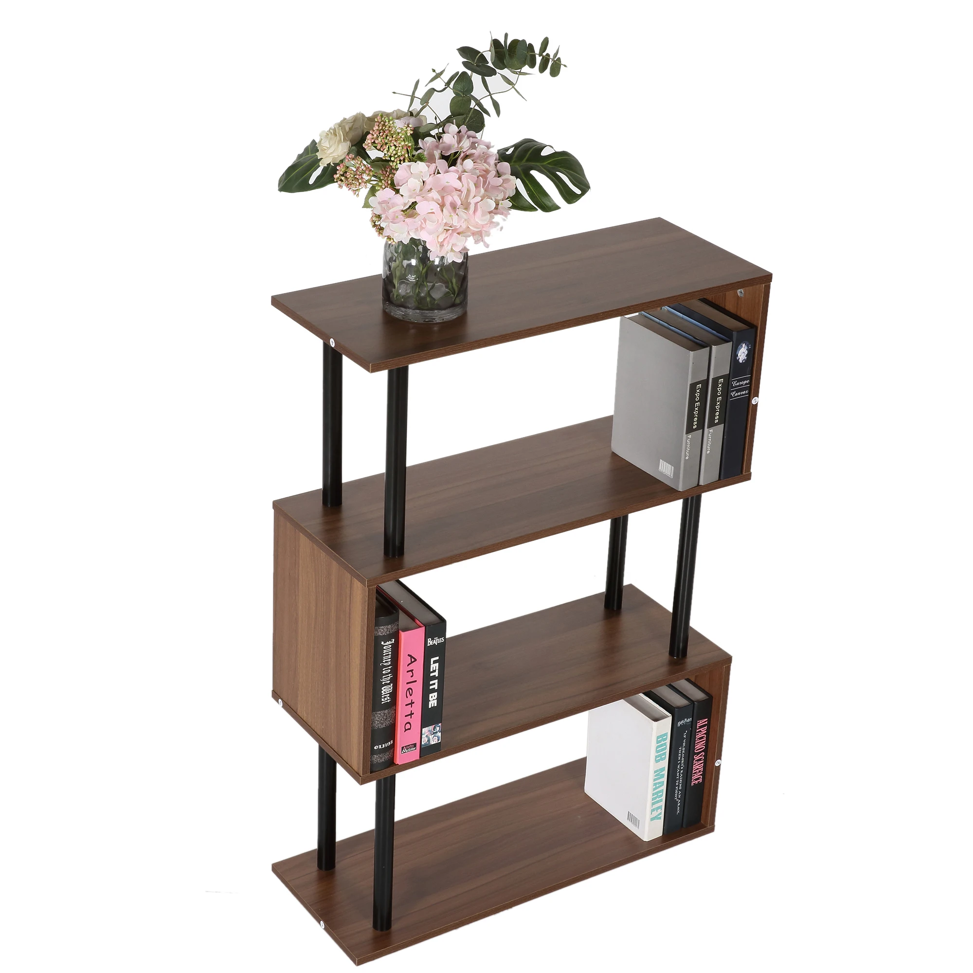

3-Tier Geometric Bookcase, Chestnut