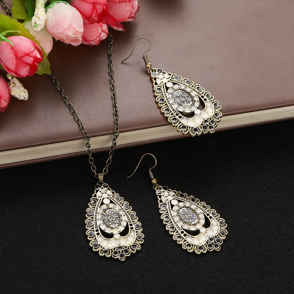 Набор сережек-Подвесок в богемном этническом стиле, ожерелье, винтажные ...