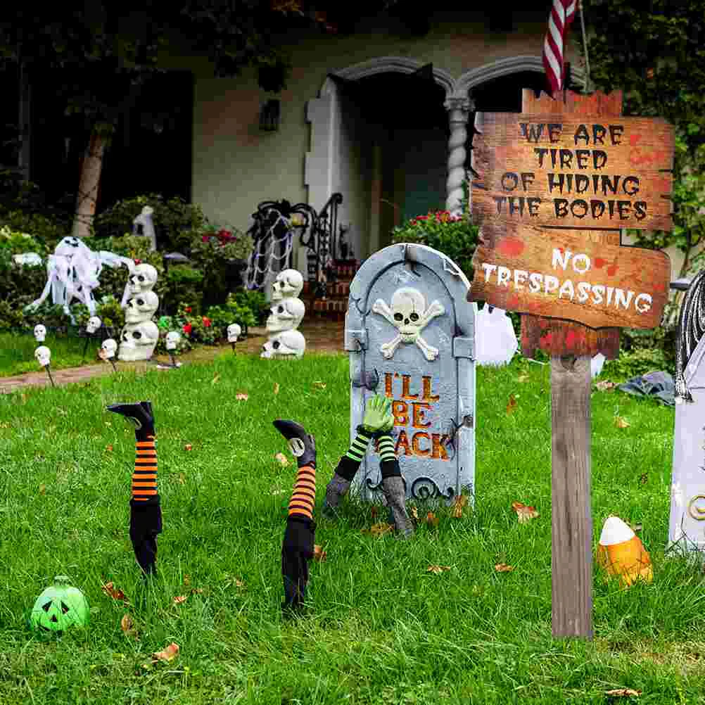 

Warning Decorations Board Yard Decoration Sign Advertising Decor Signs Lawn Creepy Horror Stakes Garden Scene Or House Haunted