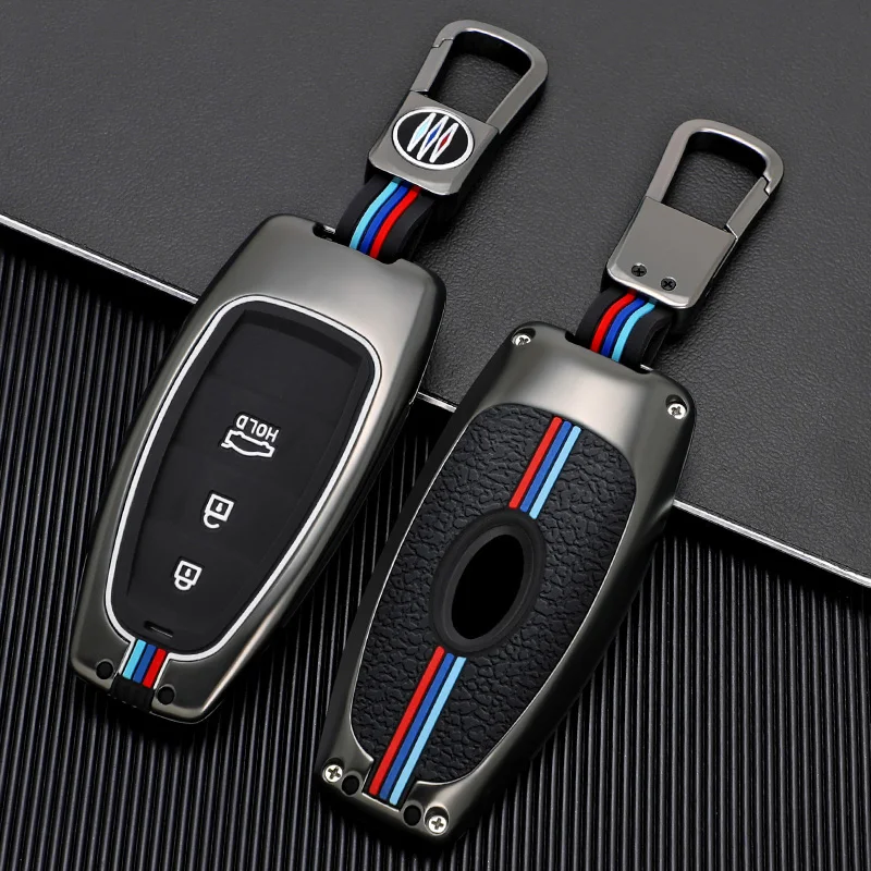 

Car-Styling Car Key Case Cover for Hyundai Solaris Sonata Hybrid NEXO NX4 New Grand Santa Fe Tucson 2020 2021 Accessories