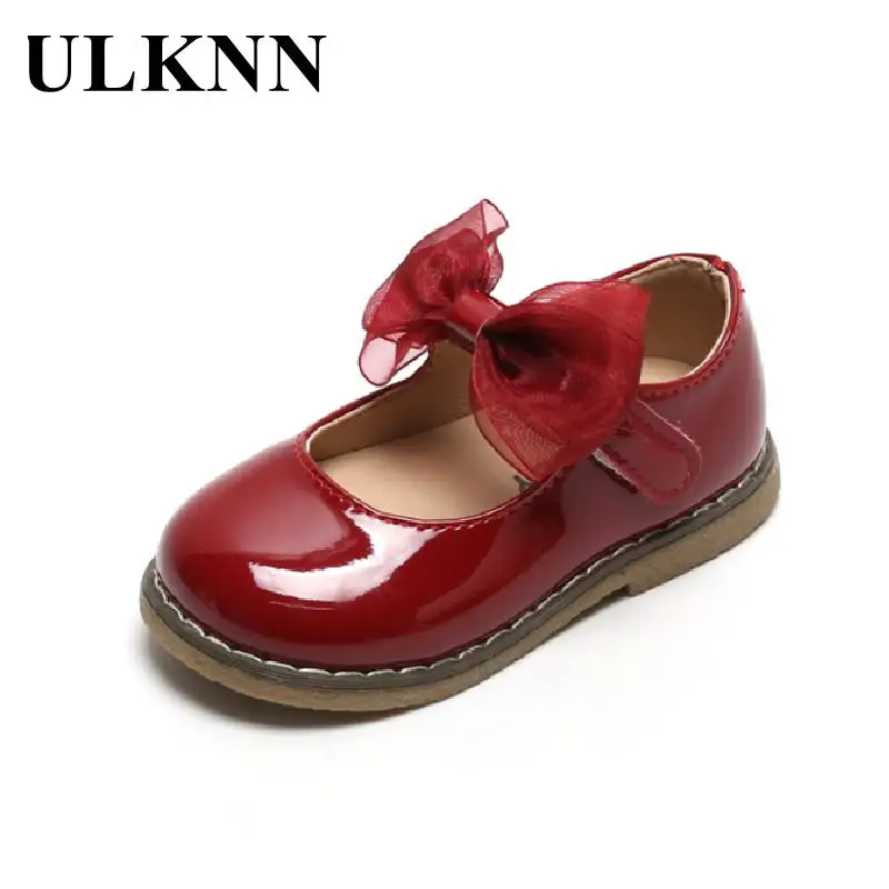 

ULKNN кожаная обувь для девочек Студенческая обувь на мягкой подошве детская мягкая кожаная красная обувь для малышей Детская водонепроницае...