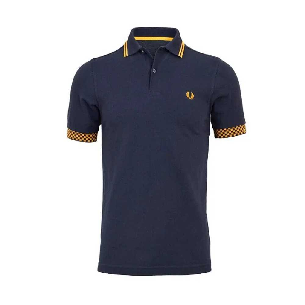 

Summer Solid Color Horizontal Stripe Lapel Wheat Fp Embroidery British Casual Diamond Sleeve Men's Comfortable Polo Shirt