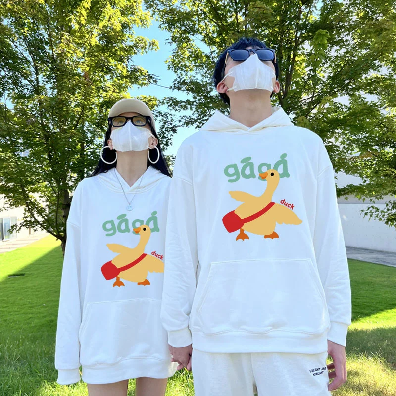 

XIEHNASA 2023 Funny Duck Printed Women's Pullover Hoodie Pure Cotton Accent-stitched Design Comfortable Streetwear Long Sleeve