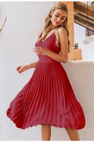 summer dresses woman 2022 long dress elegant rib pleat dresses sexy casual solid color beach style dress y2k vestido traf robe