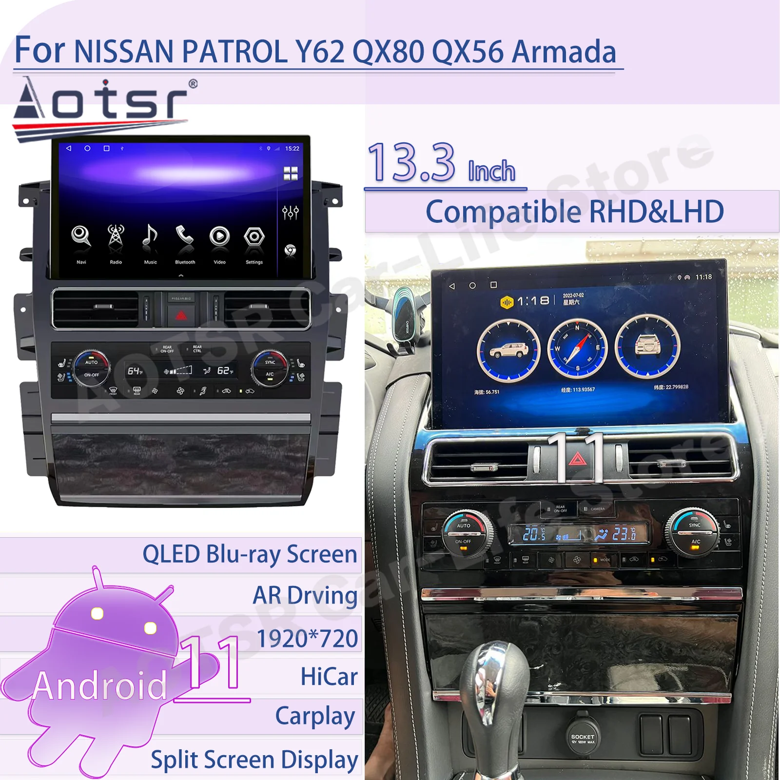 

13,3 дюймовый мультимедийный плеер Android для Nissan патруль Y62 Amada для Infiniti QX80 QX56 Автомобильный GPS-навигатор стерео радио головное устройство