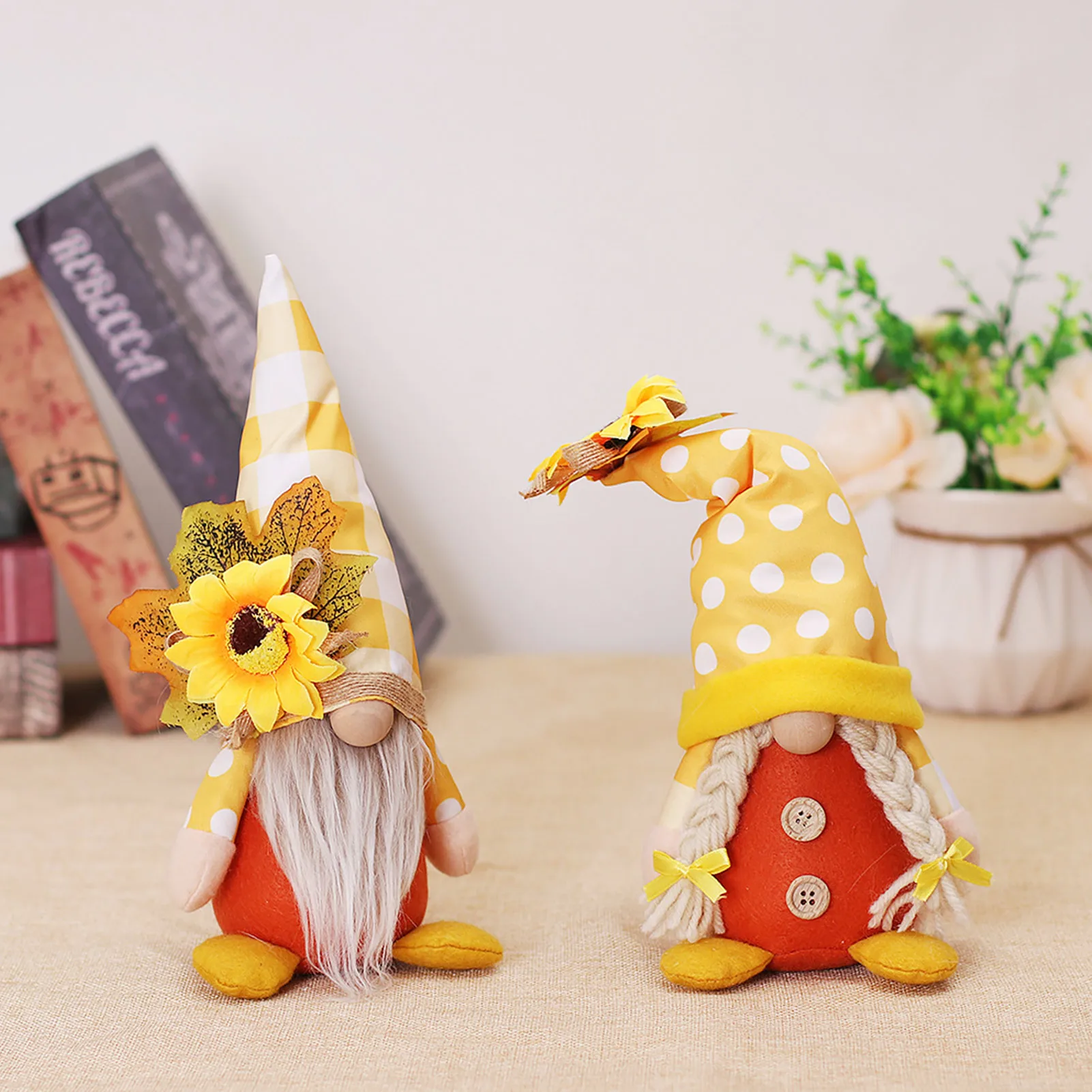 

Cute Autumn Decorations Plush Toy Thanksgiving Harvest Festival Sunflower Gnome Faceless Doll Home Farmhouse Gifts for Kids