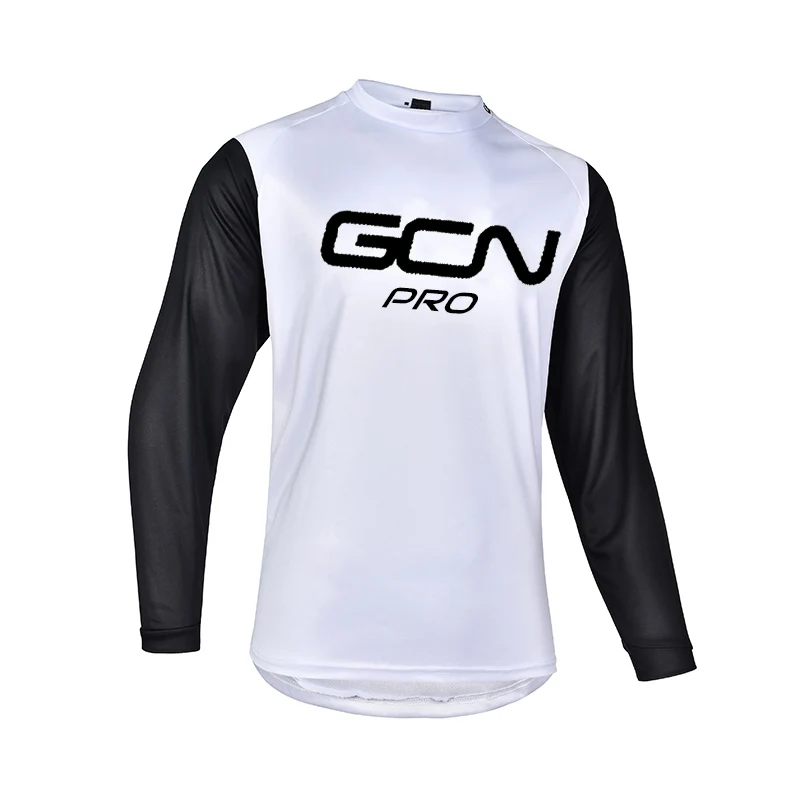 

Белая Влагоотводящая Мужская футболка PRO GCN для горного велосипеда, горного велосипеда, быстросохнущая команда, лето-осень