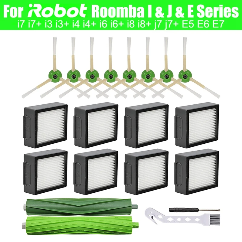 

Сменные детали для Irobot Roomba I3 I4 I6 I7 I8 J7 E5 E6 E7, основная и боковая щетки для робота-пылесоса, НЕРА-фильтр
