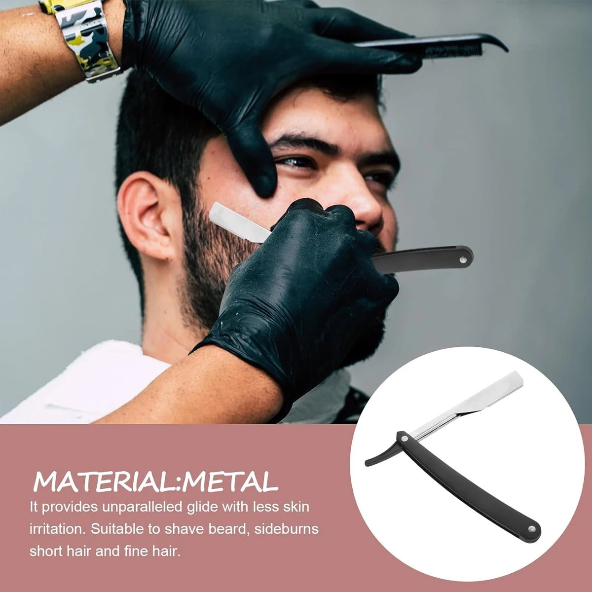 Классическая бритва для парикмахерской с прямыми краями мужская ручная складная