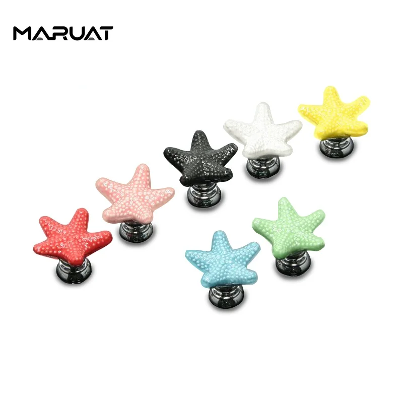 

Starfish Ceramic Desk Drawer Knobs Cabinet Pulls Kitchen Handles Cartoon Furniture Handle for Kids Room Furniture Hardware