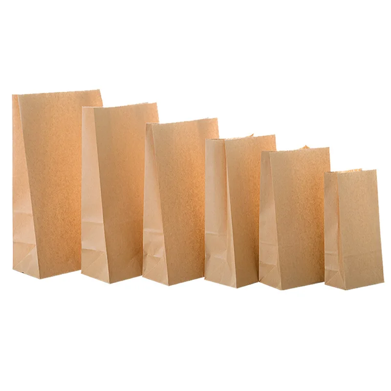 

20/50 pcs kraft paper bag gift bags packaging biscuit candy food cookie bread seen snacks baking takeaway bags