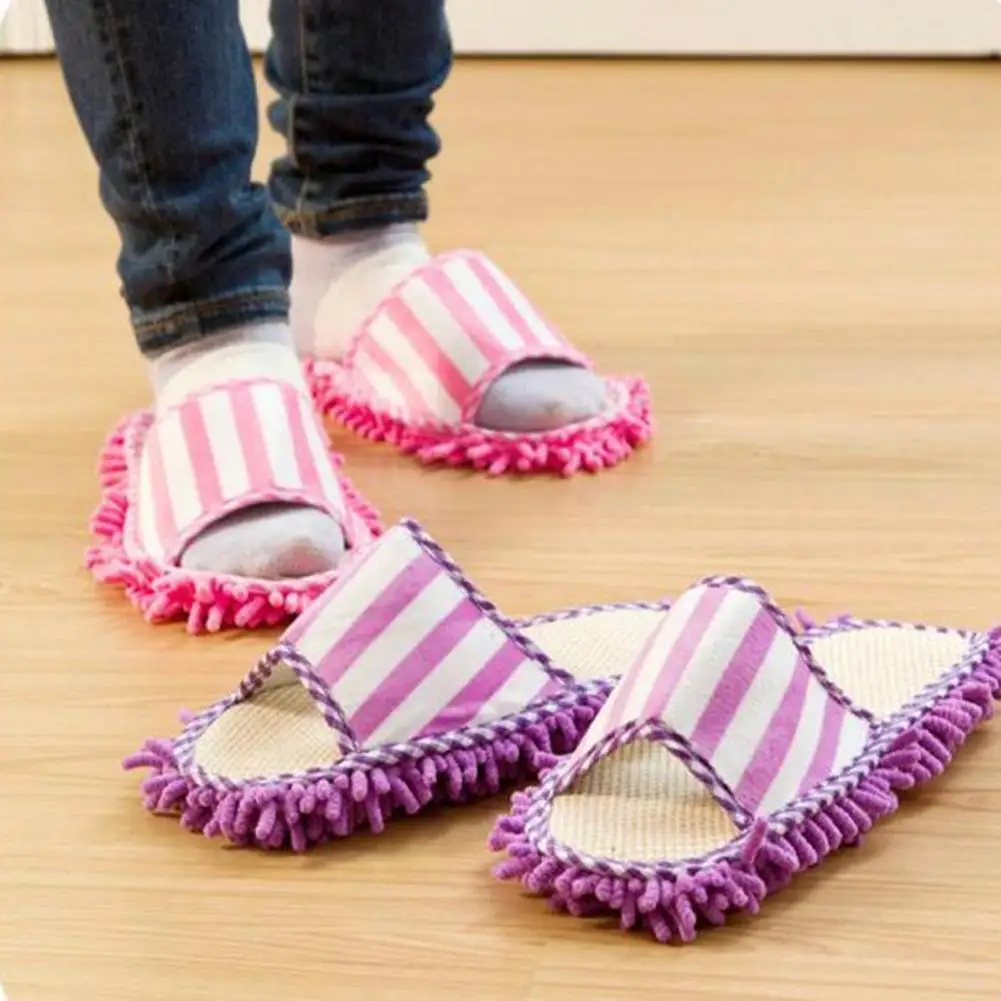 

1 Pair Of Floor Cleaning Slippers, Coral Fleece Household Covers Floor Cleaning Shoe And Polishing Removal Dust Microfiber J4O2