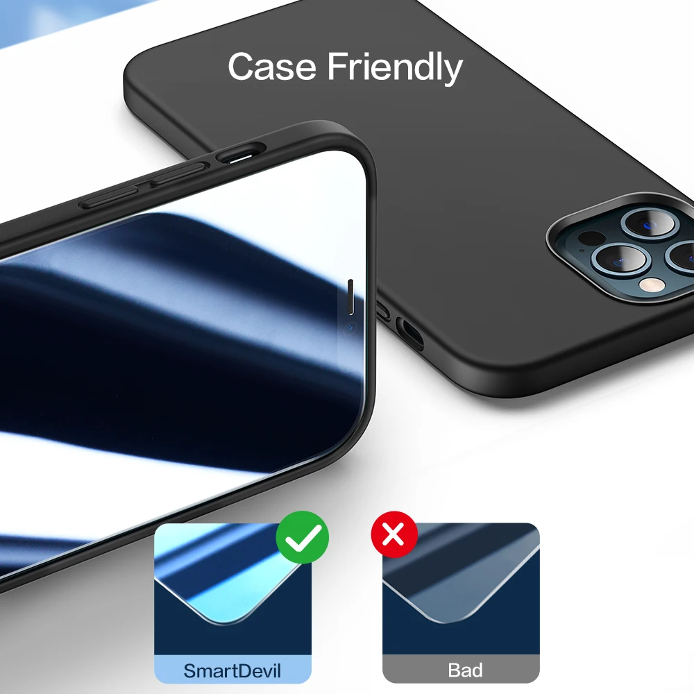 4 Pcs Протектор экрана SmartDevil для iPhone 13 11 12 Pro Max mini закаленное стекло X XS XR HD