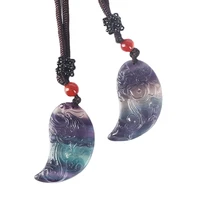koraba 1 pair natural dragon and phoenix stones healing rainbow crystal love pair amulet pendant necklace