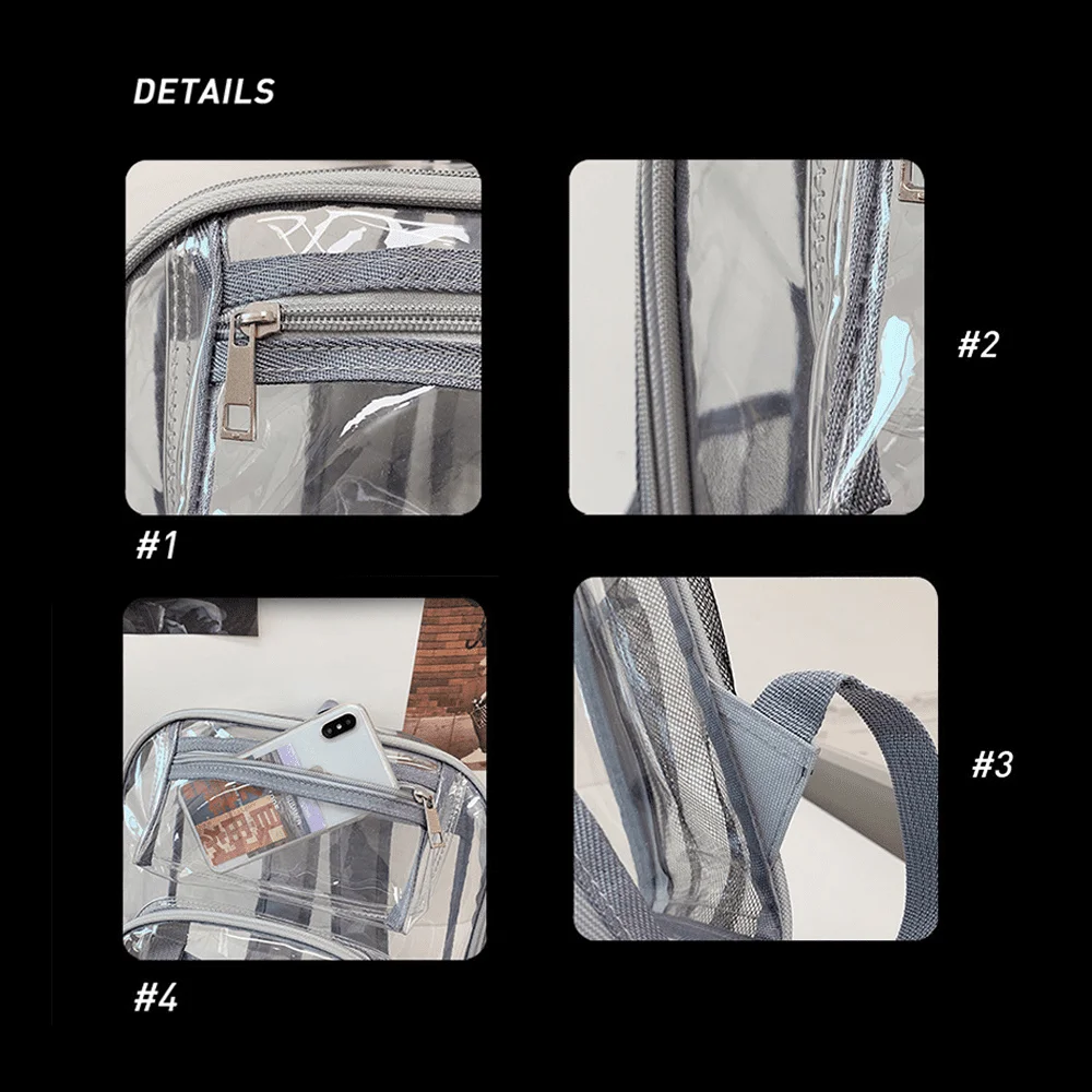 Clear TPU Backpack Transparent Travel Bookbag,Unique Design, Student DIY Doodle Bookbag, for School,Sports,Work,Security Travel,