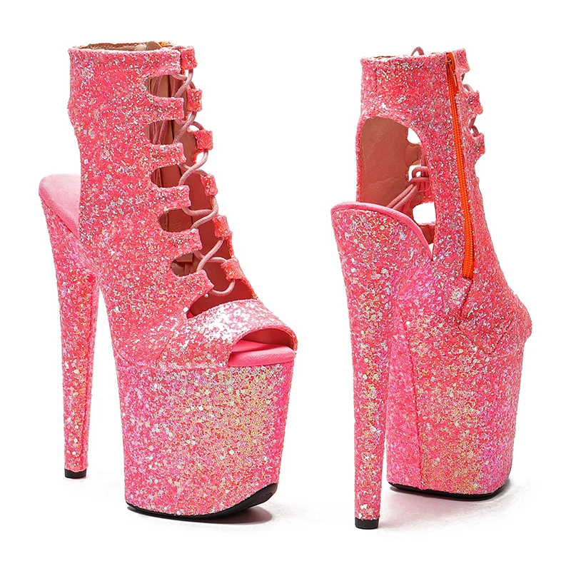 Leecabe 20CM/8Inches shine New Boots Nightclub Stage Fashion Club Stage Performance High Heel Bottom Boots 2B