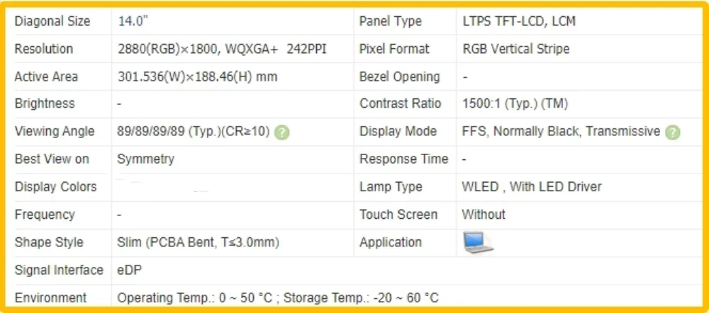 ЖК-экран для ноутбука GrassRoot 14 дюймов QHD 2880x1800