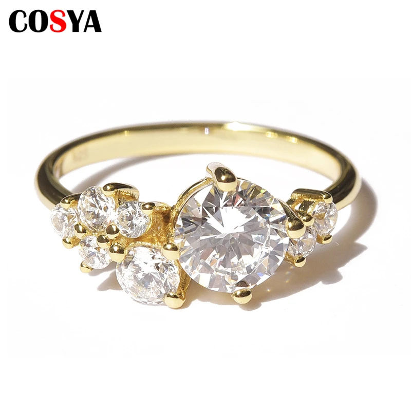 

COSYA 100% 925 пробы серебра в виде геометрических фигур, инкрустированные циркон сверкающими простой элегантный все-матч для женщин, кольцо, хор...