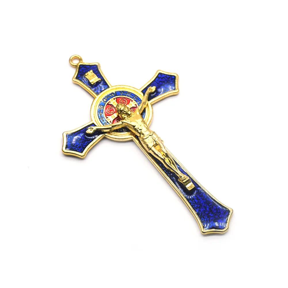 

12*7cm blue metal dripping oil cross Jesus Christ is like a religious prayer church holy thing.