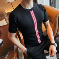 2022 tops british style mens summer casual short sleeve t shirtsmale slim fit o neck fashion knitted t shirt plus size s 4xl