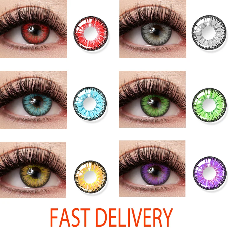 

OVOLOOK Colored Contact Lenses For Eyes With Degrees Year With Myopia 1 Pair Brown Green Red Blue Beautiful Pupils Fast Delivery