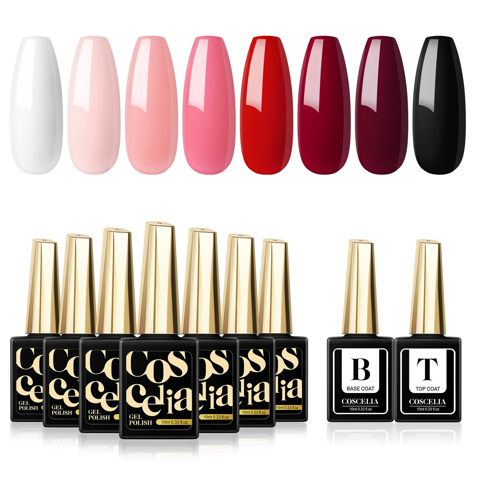 

COSCELIA 10ml Gel Nail Polish Set Base Top Coat Soak Off Semi Permanent Varnishes Nail Art Design ​Gel Manicure Set
