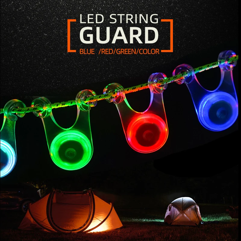 10pcs Tent String Rope Light Guard Hanging Lights Mini Flashlight LED Outdoor Camping Accessories Fishing Warning Safety Lamp