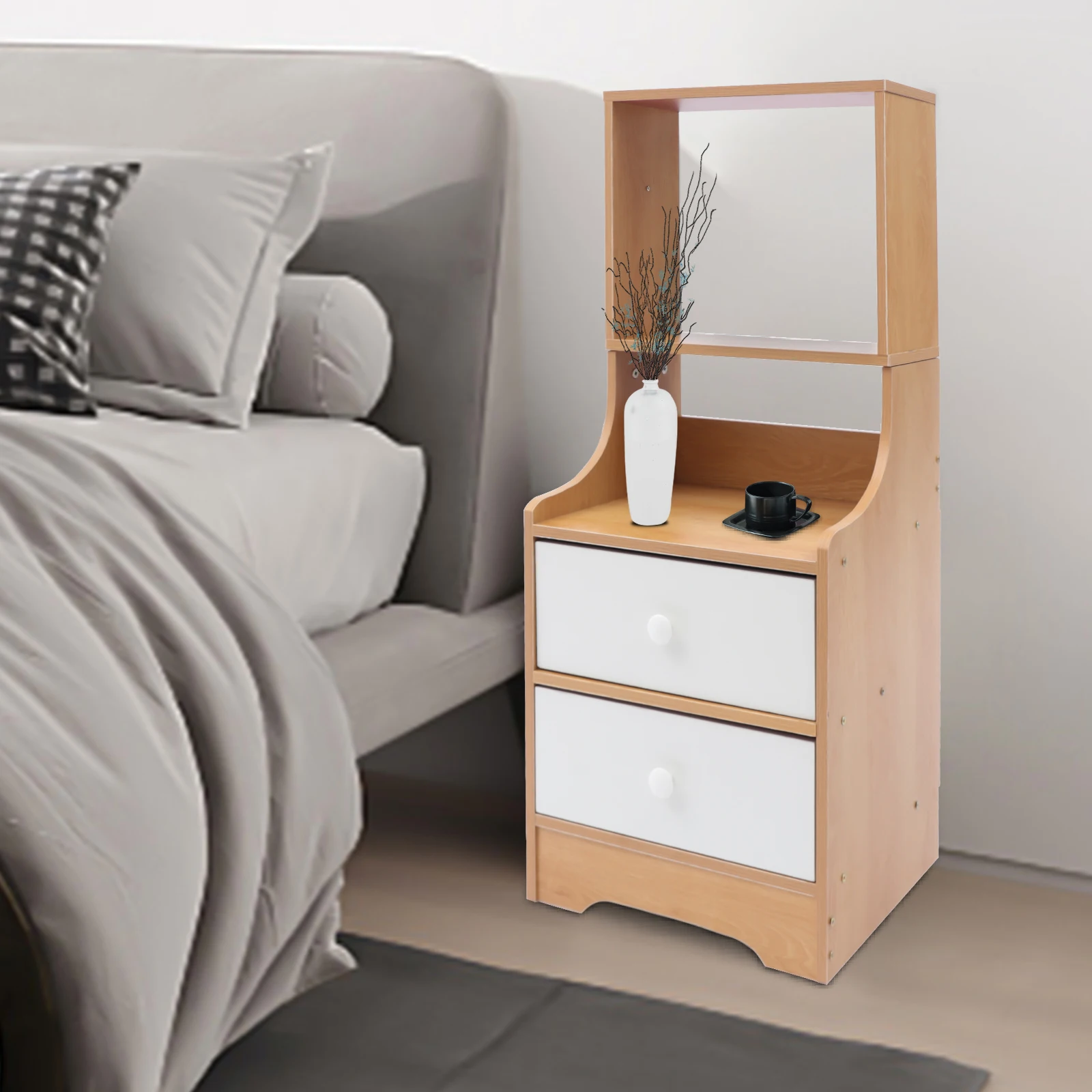

Modern Nightstand with Drawers, Tall Bed End Table/Bedside Table for Bedroom Living Room, Bed Side Table/Night Stand